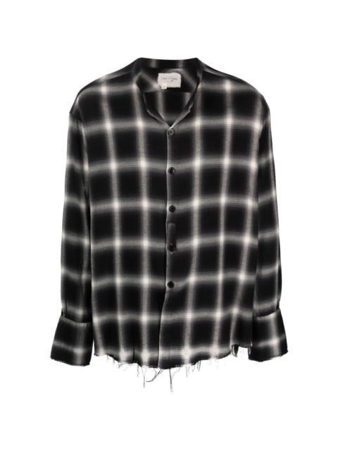 Greg Lauren checkered collarless shirt