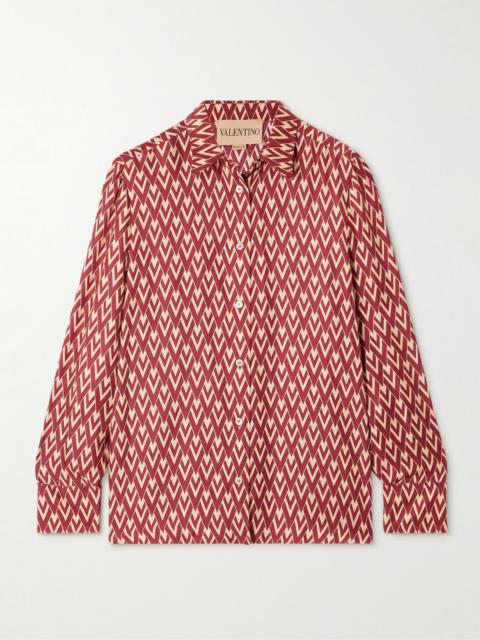 Valentino Printed silk-twill shirt Red