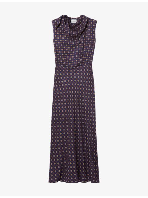 Claudie Pierlot Abstract-Print Sleeveless Woven Maxi Dress