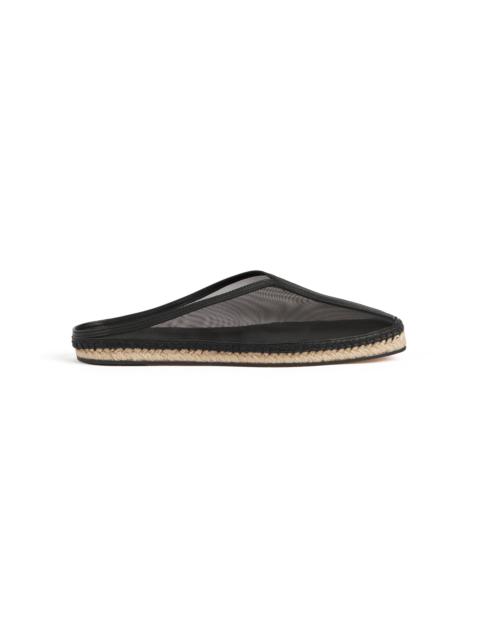 Leather-Trimmed Mesh Slippers black