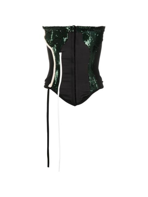 sequin-embellished strapless corset vest