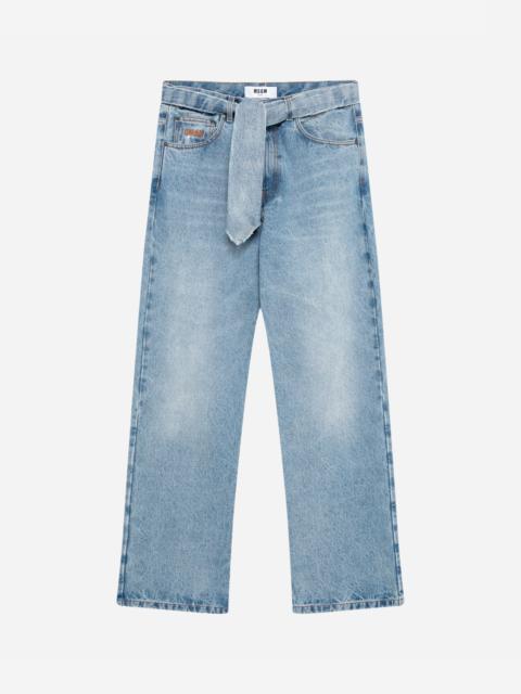MSGM Light wash jeans with tie