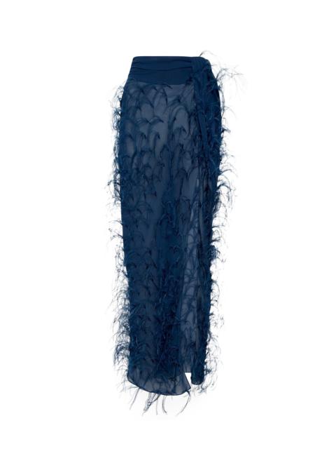 Georgette Maxi Skirt With Feathers