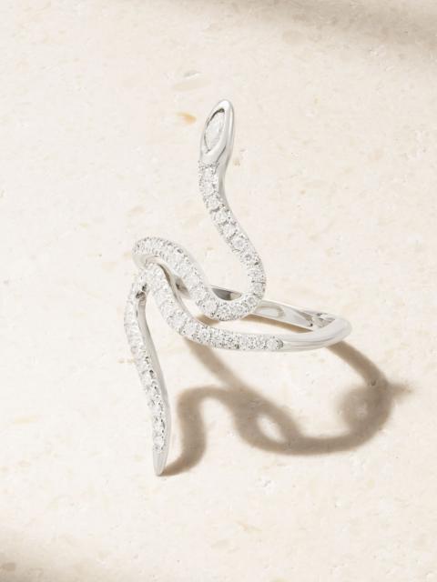 ILEANA MAKRI Queen Curled Snake 18-karat white gold diamond ring Gold
