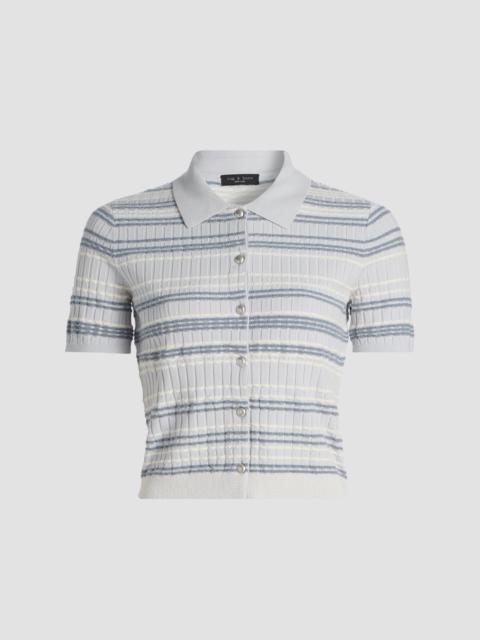 rag & bone Women's Karina Striped Cotton-Blend Cardigan - Light Blue