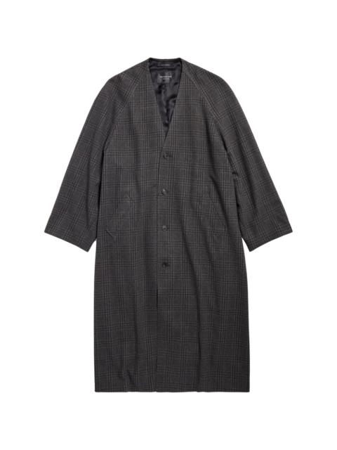 check-pattern wool felt coat
