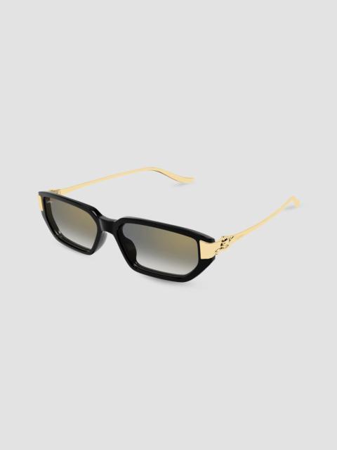 Cartier Women's Panthère De 54MM Panthère Classic 24 Carat Gold-Plated Metal Rectangular Sunglasses - Black