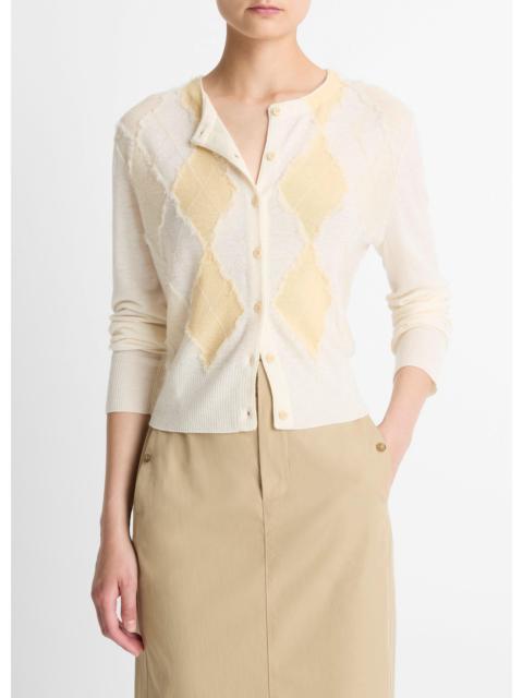 Vince Hand-Cut Argyle Wool-Blend Cardigan