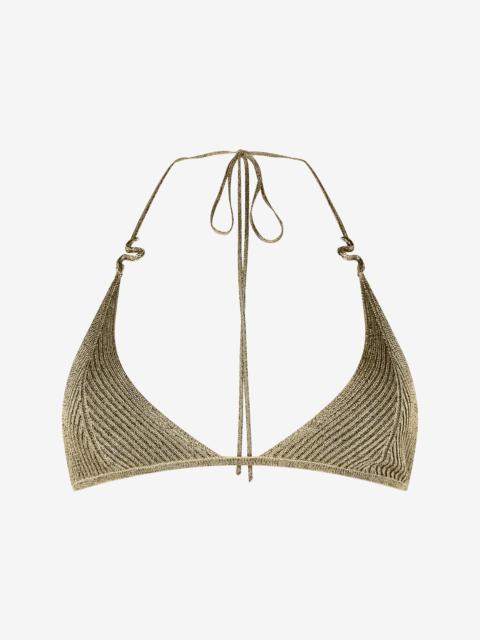 Roberto Cavalli Ribbed Black and Gold Bralette with Serpents