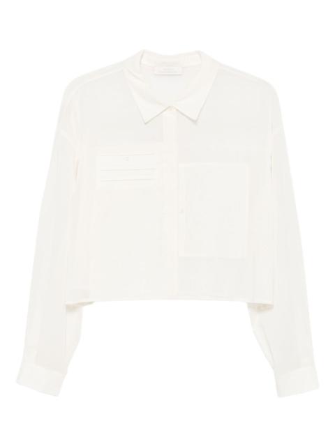 AMOMENTO Drawer Pocket Crop Shirts