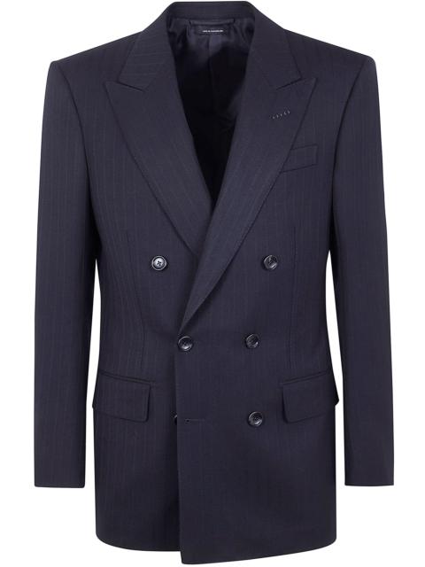 TOM FORD Solid Satin Stripe Double Breasted Jacket