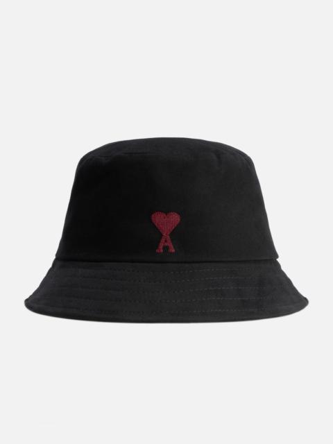 AMI Paris RED AMI DE COEUR EMBROIDERY BUCKET HAT