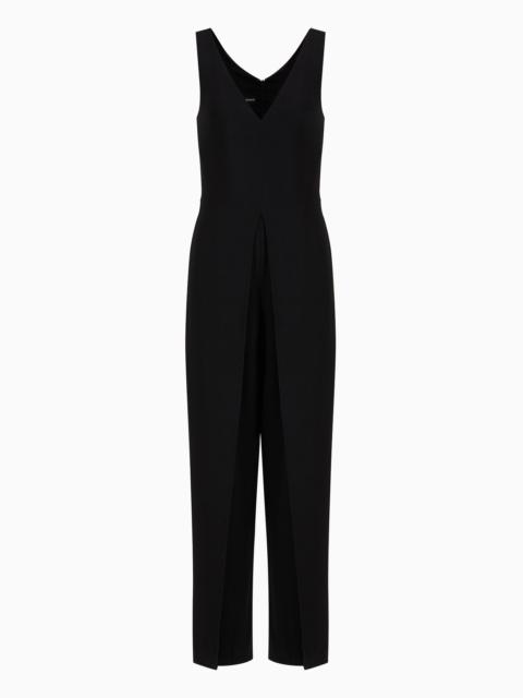 V-neck jumpsuit in technical cady