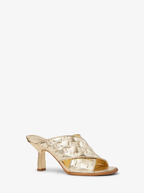 MICHAEL KORS Gideon Logo Embossed Metallic Mule