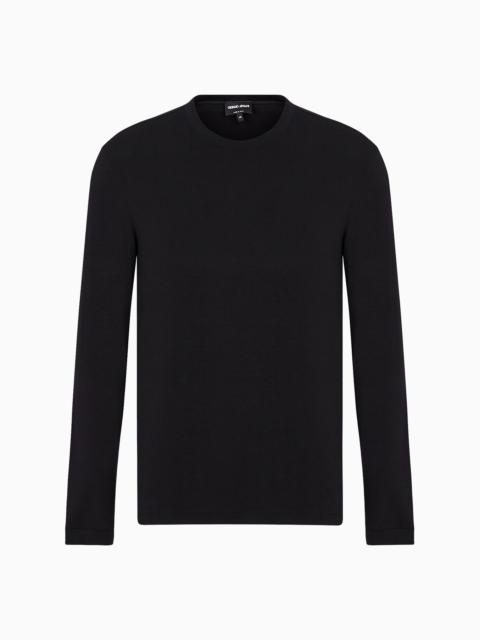 GIORGIO ARMANI Stretch viscose jersey jumper with crew neck and long sleeves