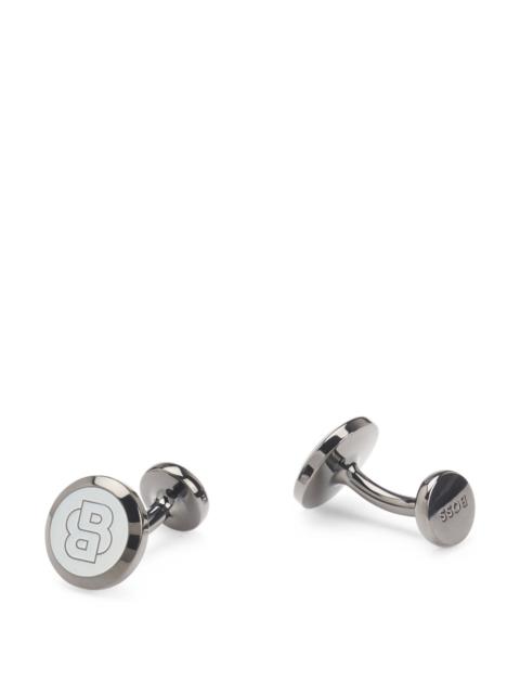 BOSS BRASS CUFFLINKS WITH DOUBLE B MONOGRAM