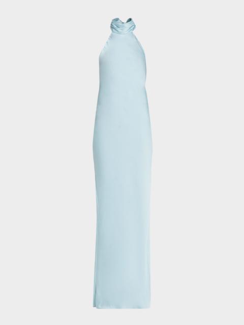 RAMY BROOK Tatiana Low-Cut Halter Column Gown