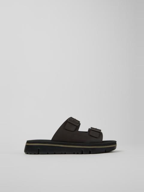 CAMPER Oruga Brown Leather Sandals for Men.