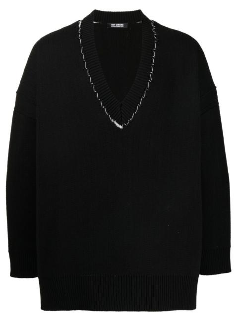 Raf Simons stitch-detail V-neck jumper