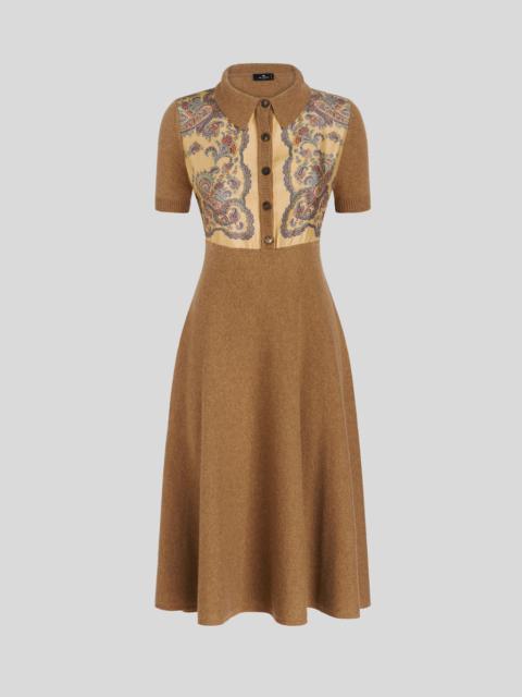 WOOL AND CASHMERE PAISLEY POLO DRESS