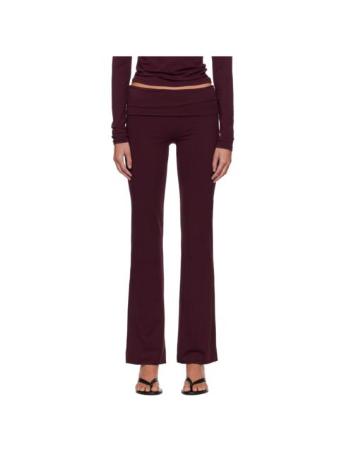 SKIMS Burgundy Cotton Jersey Foldover Lounge Pants