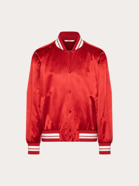Valentino VISCOSE BOMBER JACKET WITH MAISON VALENTINO PRINT