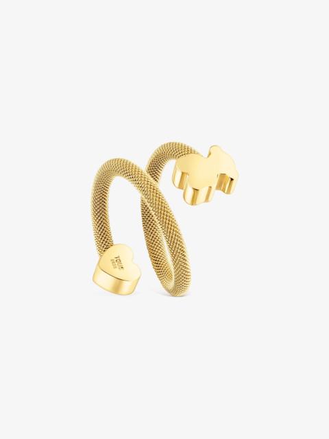TOUS Spiral ring with 18K gold vermeil and motifs Icon Mesh
