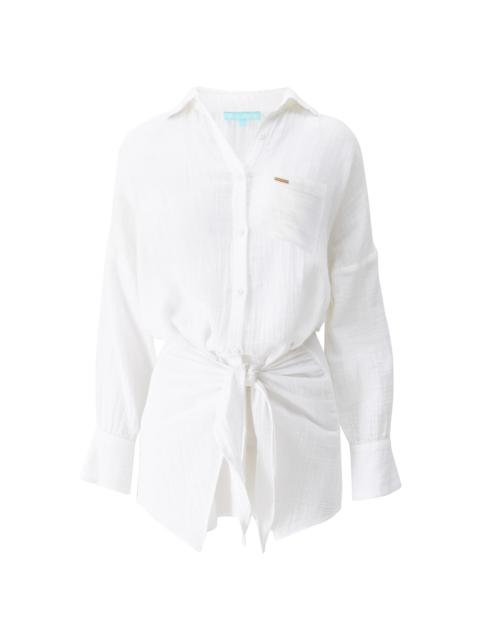 MELISSA ODABASH Women's Sara Cotton Tie-Waist Mini-Shirtdress - White