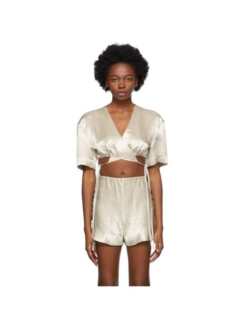Yuzefi SSENSE Exclusive Beige Wrap Top T-Shirt