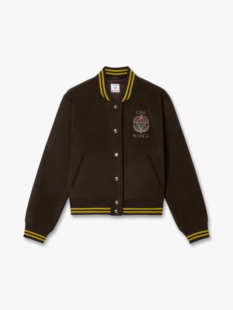 CASABLANCA Brown Celestial Pyramid Wool Varsity Jacket