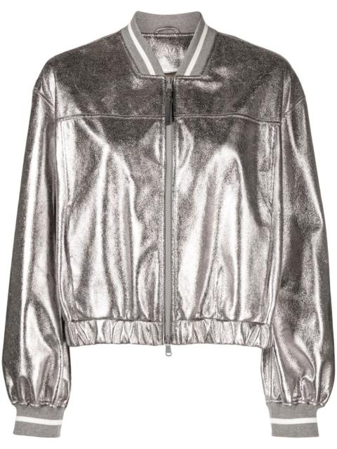 Brunello Cucinelli metallic bomber jacket