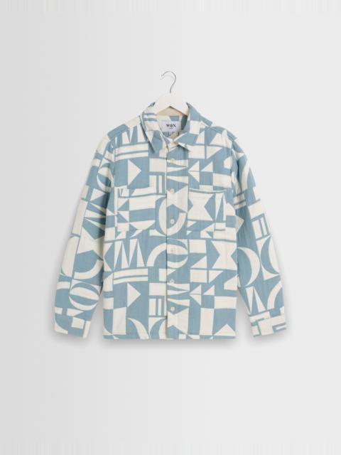 Wax London Otto - Light Blue And Ecru Quilted Jacquard Overshirt