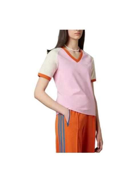 adidas (WMNS) adidas originals Adicolor 70s V-Neck Cali T-shirt 'True Pink' IK7886