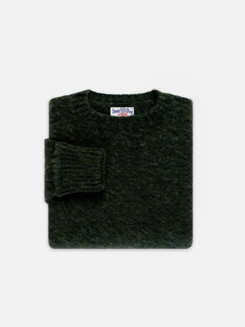 J. PRESS MADE-IN-SCOTLAND DARK GREEN MARL SHAGGY DOG SWEATER - CLASSIC FIT