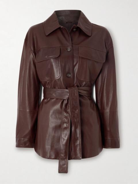 Brunello Cucinelli Belted leather jacket Burgundy