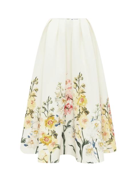 LEO LIN Victoria Embroidered Puff Maxi Skirt off-white