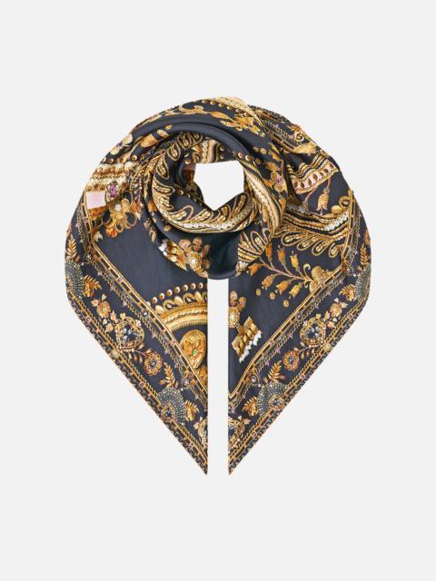 CAMILLA LARGE CRYSTALLED SILK SQUARE SCARF TAURUS RISING