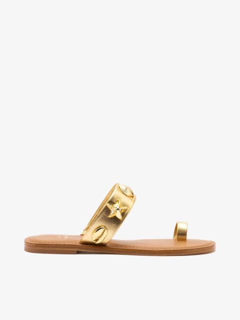 Madison Thong Sandal In Gold Metallic Leather
