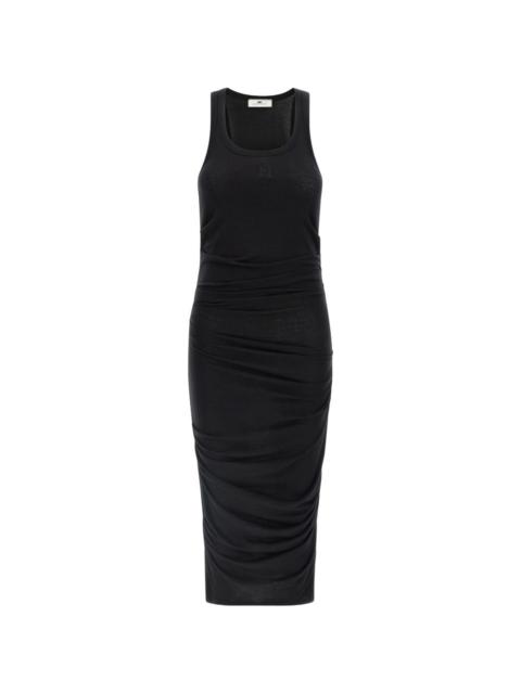 ELISABETTA FRANCHI logo-embroidery draped midi dress