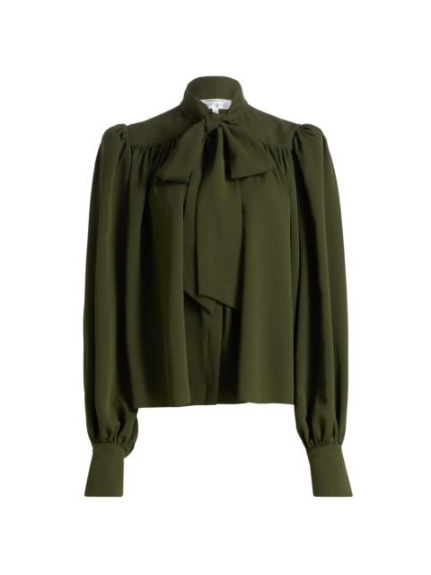 RONNY KOBO Women's Outlander x Woolmark Crepe Tieneck Blouse - Olive