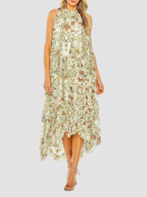 MAC DUGGAL Women's Floral Ruffle Midi-Dress - Ivory Multi