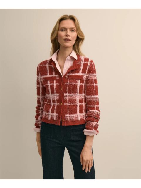 Brooks Brothers Cotton-Blend Soft Plaid Cardigan