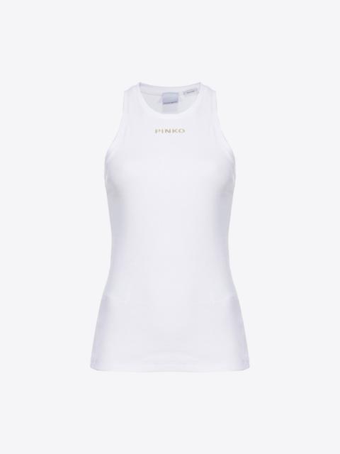 PINKO RIBBED TOP WITH LOGO