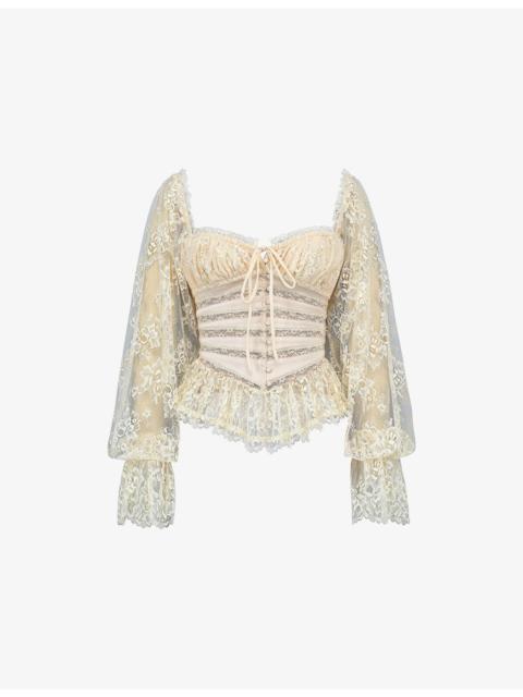 House of CB Cara Long-Sleeve Georgette Peplum Top