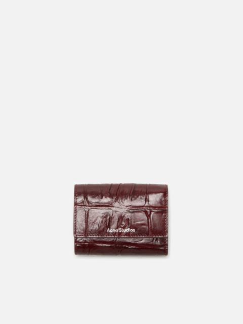 Acne Studios Trifold leather wallet - Burgundy