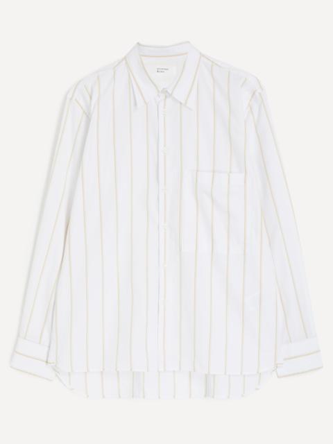 White Office Stripe Square Pocket Shirt