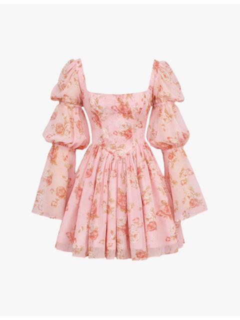 House of CB Sancia Floral-Print Chiffon Mini Dress