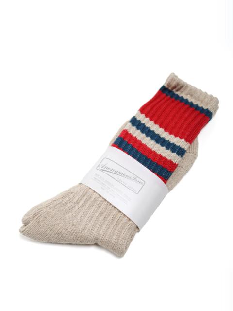 ANONYMOUSISM Hemp Random Line Pile Crew Sock Red
