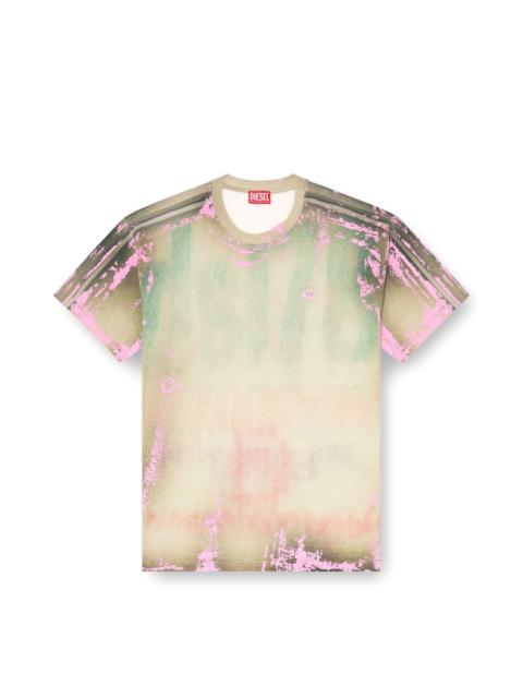 Diesel T-SHIRT IN CRACKED LEATHER-EFFECT JERSEY