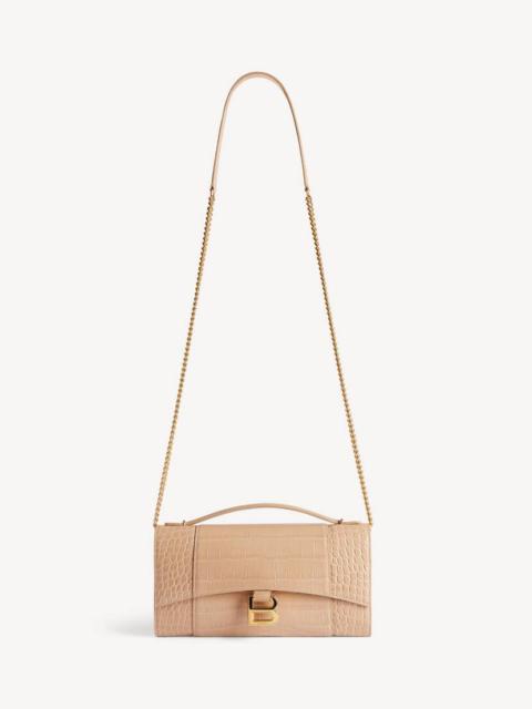 BALENCIAGA Women's Hourglass Pochette With Chain in Nude